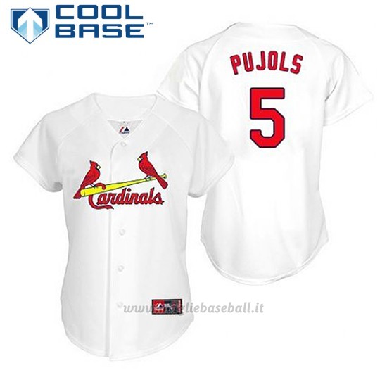 Maglia Baseball Uomo St. Louis Cardinals Albert Pujols 5 Bianco Cool Base